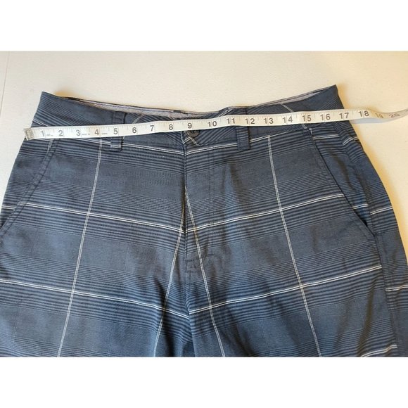 Hang Ten Mens Walk Shorts Plaid Flat Front Mid Rise A1038017PS Navy Blue Size 32 - Picture 4 of 9